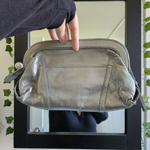 Grey Leather Clutch Bag Club Monaco
